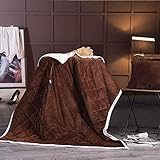 Reisedecke Weiche 2-in-1 Flugzeugdecke 2-in-1 Folding Kissen Warme Decke Patchwork Quilt-Decke Sun Lounger Auto Mat GCSQF1021 (Color : Coffee)