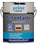 prinzcolor Premium Betonfarbe Bodenbeschichtung Bodenfarbe Sockelfarbe Silbergrau 2,5