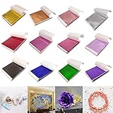 qianqian Farben Imitation Blattgold,Imitation Blattgold,Vergoldung Folie,Mehrfarbige Goldfolie,Imitation Gold Metallfolie,für Vergoldung, Malerei Kunst, Handwerk Nägel und Heimwerk