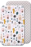 Lovely Hippo Cododo Spannbettlaken, kompatibel mit Next2Me, Kinderkraft, 100 % Baumwolle, für Babys, Jungen, Mädchen, 50 x 83 cm, Tiere, Wald, 2 Stück