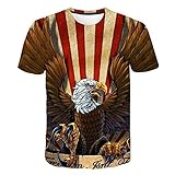Neutrale Sommer 3D-Gedruckte Lässige Kurzärmelige Männer Und Frauen T-Shirts Adler Mit Flaggenmuster Drucken-6XL