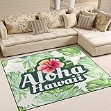 Use7 Tropische Monstera-Blätter Aloha Hawaii Teppich für Wohnzimmer Schlafzimmer 160 cm x 122