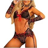 Eaylis Sexy Dessous Damen FüR Sex UnterwäSche Frauen und Slip Set Spitzen Push Up BH Unterwäsche,Frauen Spitze Sexy Dessous Nachtwäsche Strampler Nachtwäsche Spitze Unterw