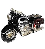 alles-meine.de GmbH Spardose Motorrad / Oldtimer - schwarz - incl. Name - Fahrschule - Geld Sparschwein / Fahrzeuge - lustig witzig - Reisekasse / Motorradrundfahrt / M