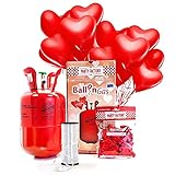 Party Factory Helium Ballongas Set Herz Edition inklusive 15 Herzballons aus Latex, 30cm und Ballonschnur für Valentinstag