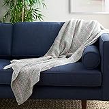 Safavieh Home Collection Cassian Grey/Pink Stripe 50 x 60-inch Sofa Chaise Lounge Club Chair Living Room Bedroom Decorative Throw Blanket THR227A-5060