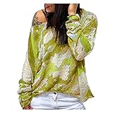 Bilbull Damen Rundhals Loses Langarmhemd Camouflage Pullover Casual Oberteile Tshirt Langarm Shirt Bluse Tunika Lose Hemd Oversize Sweatshirt Oberteil Top