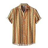 KANGYONG Herren Hawaii Hemden Lässig Blumendruck Kurzarm Bluse Umlegekragen Knöpfen Slim Fit Tops V