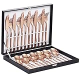 Velaze Besteck, 24-teilige Besteck Set, aus Edelstahl Hochwertige Spiegelpolierte Besteck-Sets, Mehrzweckgebrauch für Haus, Küche, Restaurant Besteck Sets mit Geschenkbox für 6 Personen (Rosegold)