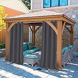 UniEco - Outdoor Vorhang mit Ösen, Garten Patio Ballon Vorhänge, Blackout, Wasserdichter Mehltau beständig für Pavillon Strandhaus, 1 Stück, 132x215 cm, Carbon G