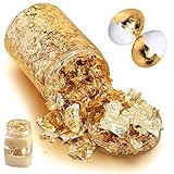tlidfgeo 15g/Flasche Goldflocken Dekorative Gold Blatt, Harzvergoldete Folie, Blattgold, Blattgold Zum Basteln,Verwendet Für Nailart, DIY Handyhülle, Malerei Und Harzschmuckherstellung (Gold)