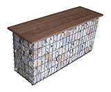 GABIONA Steinkorb-Gabione Bank, 105 x 50 x 30 cm, Spiralverschluss, galvanisch verzinkt (Maschenweite 5 x 10 cm, Cumaru)