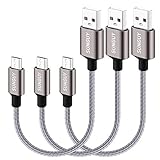 SUNGUY Micro USB Kabel,Kurz [0.5M 3Stück] Nylon USB 2.0 Handy Ladekabel Schnellladekabel für Samsung Galaxy S6 S7 Edge, Note 5, HTC, LG, Huawei, Xiaomi,M