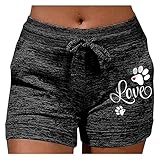 YunYoud Kurze Hose Shorts Damen Kurze Jogginghose Bequeme Freizeithosen Baumwolle Leopard Schlafanzughose Sport Yoga Jogginghose Urlaub Fitness Casual Sommer Biker Shorts High Waist R