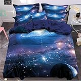 Bettbezug Set 3D Galaxy Sternenhimmel Universum Mond Duvet Quilt Und Kissenbezug für Kinder, Jungen, Mädchen Bettwäsche Set (Stil #6, 135 x 200 cm)