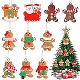 Lebkuchenmann für Christbaumschmuck Set, 10stk Kunststoff Weihnachten Lebkuchenmänner Weihnachtsbaum Anhänger Ornamente mit Schnür Weihnachtsdeko, Hängende Weihnachtsanhänger Weihnachtsbaumschmuck