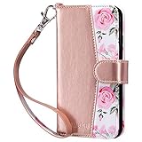 ULAK iPhone 6/6s Hülle, Premium Lederhülle Flip Cover Tasche Brieftasche Schutzhülle Magnet Handyhülle Standfunktion mit Kartenfächer case Kompatibel für iPhone 6/iPhone 6s - Neues Rose G