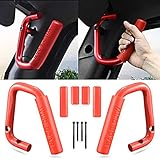 KaTur Front Haltegriff Haltegriff für Jeep Wrangler JK Rubicon Sahara Sport 2007-2017 2/4 Tür Vollstahl Rot - 2 Stück
