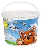 Kreul 40151 - Window Color Power Pack Bär, für kleine und große Kreative, 7 x 125 ml Fensterfarben, 125 ml Konturenfarbe schwarz, 2 verschiedene Folie, Feindüse und Motivvorlag