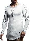 Leif Nelson Herren Pullover Rundhals-Ausschnitt Basic Männer Longsleeve dünner Pulli Sweatshirt Langarmshirt Crew Neck Jungen Hoodie T-Shirt Langarm Oversize LN8187 Grau Larg