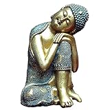 LAHappy Deko Buddha Figur Meditation Dekor Kreative Schlafender Buddha Statuen Kunstharz Skulptur - Deko Skulptur für Innen und Außen, Höhe 23.5