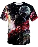 AMOMA Anime T-Shirt Unisex Freizeit Rundhalsausschnitt Kurzärmliges Tops Tees(L/XL,57TokyoGhoul)