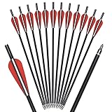 ELONG OUTDOOR Armbrust Pfeile 12 Zoll Armbrustbolzen Archery Fiberglass Bolzen mit 3 Zoll Flügel für Armbrust Jagd 12 Stück