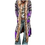 EMATOP Damen Lange Mantel Jacke Elegante Langarm Trenchcoat Casual Lockere Strickjacke Wintermantel mit Pelzkragen Fleecejacke Herbst Winter Mode Strickpullover Outwear Bunt Cardigan Streetw