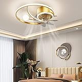 Monik Deckenventilator Mit Beleuchtung Und Fernbedienung Leise Schlafzimmer Led Dimmbar Deckenventilator Mit Licht Und Timer Φ46cm Modern Wohnzimmer Deckenventilator Mit Beleuchtung,G