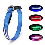 LED Hundehalsband Leuchthalsband Hund USB Aufladbar Wasserdicht Verstellbare Haustier Sicherheit Hund Leuchtendes Halsband für Kleine Mittlere Große H