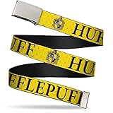 Buckle-Down Jungen Web Belt 1.5' Gürtel, Harry Potter Hufflepuff & Wappen Gelb/Schwarz, 4 cm Breit / 42 cm Hosen Größ