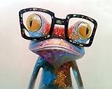 CaptainCrafts Neu Malen nach Zahlen 16x20 für Erwachsene Anfänger Kinder, Kinder Leinwand - EIN bunter Frosch mit Brille (Mit Rahmen)