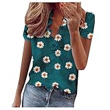 Fcostume Damen Basic Blusen Taillierte Kurzarm Damenbluse Elegante Stretch Hemden V-Ausschnitt Shirt Hemd Casual Bluse Oberteil Hemdbluse Shirtb