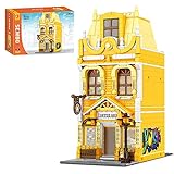 EWWEEQQ Building Blocks House Building Set Cafe Architecture Modell mit LED-Licht DIY House Modular Building 1295+ Teile Klemmblöcke mit Lego H