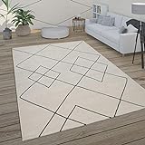 Paco Home Teppich Wohnzimmer Skandi Rauten Muster Modern Weiß Verschiedene Designs Größen, Grösse:120x170 cm, Farbe:Weiß