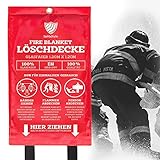 Löschdecke inkl. Befestigung ohne Bohren - Geprüfte Brandschutzdecke 120x120cm - Feuerlöschdecke für Fettbrände - Feuerfeste Unterlage Grill, Outdoor und Kamin - Safety Fire Blanket von SaMaSty