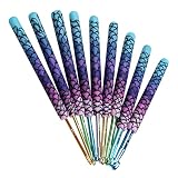 Coopay Meerjungfrau Häkelnadeln für Arthritische Hände, 9 Stück Handarbeit Ergonomische Metall Häkelnadel Set mit Lang Weichegriff, Häkelnadelset Geschenk Inklusive Größe 2,25, 2,75, 3,25, 3,75