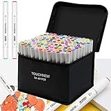 TOUCHNEW Marker Stifte Set 80 Farbige, Graffiti Stifte Fettige Mark Farben Permanent Marker Set Twin Tip Textmarker Markerstifte Set für Studenten Manga Kunstler Design Schule Drawing