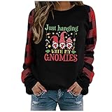 Pianshanzi Weihnachten Pullover Damen Mädchen Rudolph Rentier Elch Oversize Weihnachtspullover Lustig Weihnachtspulli Weihnachts Sweatshirt Christmas Longshirt Xmas Pulli Lässig Lang