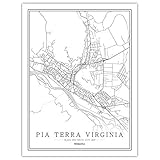 Leinwand Bild, Wandbilder Für Schlafzimmer Rumänien Pia Terra Virginia Stadt Karte Wohnzimmer Poster Kunstdrucke Painting Moderne Schwarz Weiß Esszimmer Büro Flur Zimmer Dek