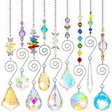 ALTcompluser 9 Stück Sonnenfänger Kristall Fenster Kristall Sonnenfänger Suncatcher Kristall Lichtbrecher Kristall zum Aufhängen Fensterdeko Prisma Kristall für Garten Zuhause Büro Weihnachtdek