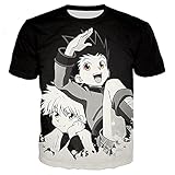 3D Print Anime T-Shirt Hunter X Hunter Hip Hop T-Shirt Männer Frauen Fashion Streetwear T-Shirt Casual Tops-R1377_XXXL Muster Vorne = Muster H