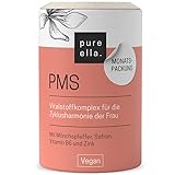 Pure Ella PMS - Vitalstoffkomplex für Frauen mit prämenstruellem Syndrom - Enthält Mönchspfeffer, Safran, Vitamin B6 & Zink - Natürlich, hormonfrei, vegan - 60 PMS Kap