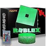 Roblox 3D-Nachtlicht, 16 Farben, wechselnde Fernbedienung, Geburtstagsgeschenk für Mädchen und Jungen im Alter von 2 3 4 5 6 J