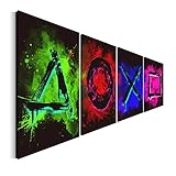 Revolio Leinwandbild Wandbilder Wohnzimmer Modern Kunstdruck Wanddekoration Deko Mehrteilige Leinwand Bilder 4 Teilig TYP C, 120 x 40 cm - Spielkonsole Gamer Game Sp