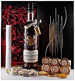 Geschenk Loch Lomond Single Malt Whisky + Edelschokoladen + Whiskey Fudge + Glaskugelp