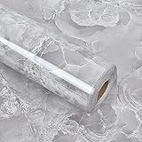 Shackcom Marmor Folie Selbstklebende Klebefolie 60x300cm Grau PVC Marmorfolie Möbelaufkleber Folie DIY ölbeständig Wasserdicht Tapete Dekofolie für Zuhause Küche W