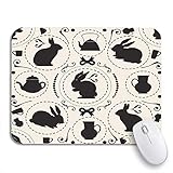 Gaming mouse pad aquarell ostern vintage muster kaninchen und teekanne wonderland ei rutschfeste gummi backing mousepad für notebooks comp
