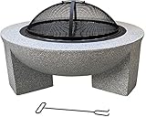 LHGXQ-Dp Garten Feuerstelle Außenheizungen, Hinterhof Terrasse Gartenkamin BBQ Grill Feuerschale 3 in 1 Kamin, Verwendet Für Outdoor Camping Heizung Grill,Grau,75 * 29CM