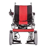 FGVDJ Elektrorollstuhl， Faltbarer Leichter Elektrorollstuhl， 12A Li-Ion Akku， Ausdauer 20km， Unterstützt 100kg / rot / 97x65